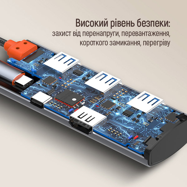 USB хаб (док-станція) СolorWay USB-C 5-в-1 Type C PD 100W/USB3.0х3/HDMI 4К (CW-HUB01), изображение 14