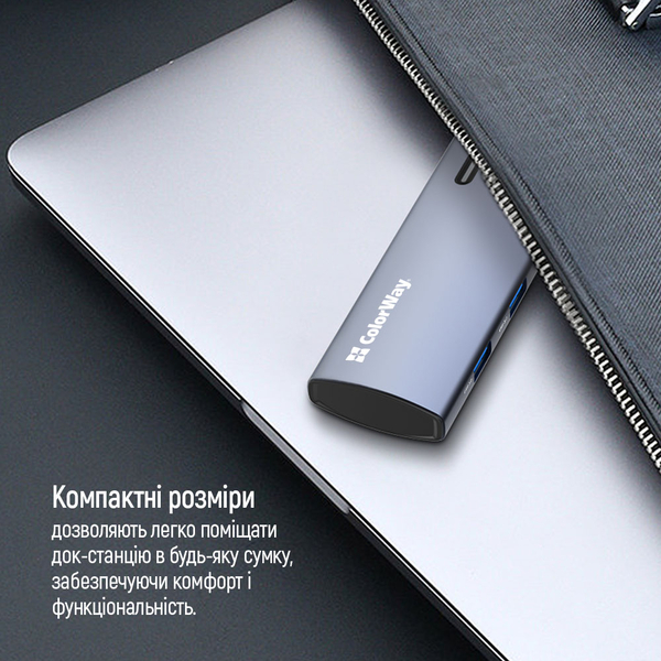 USB хаб (док-станція) СolorWay USB-C 5-в-1 Type C PD 100W/USB3.0х3/HDMI 4К (CW-HUB01), изображение 18