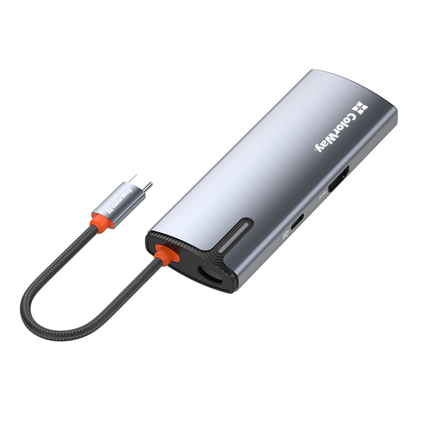 USB хаб (док-станція) СolorWay USB-C 6-в-1 Type C PD 100W/USB3.0х3/HDMI 4К/RJ45 (CW-HUB02), зображення 6