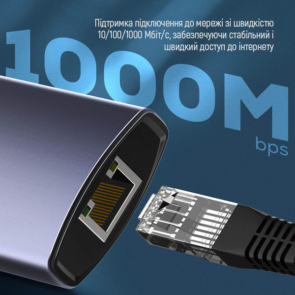 USB хаб (док-станція) СolorWay USB-C 6-в-1 Type C PD 100W/USB3.0х3/USB2.0/RJ45 (CW-HUB03), изображение 19