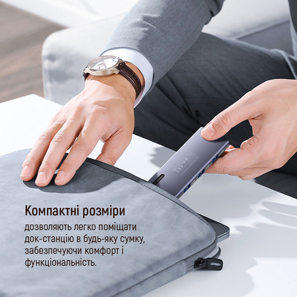 USB хаб (док-станція) СolorWay USB-C 6-в-1 Type C PD 100W/USB3.0х3/USB2.0/RJ45 (CW-HUB03), изображение 23