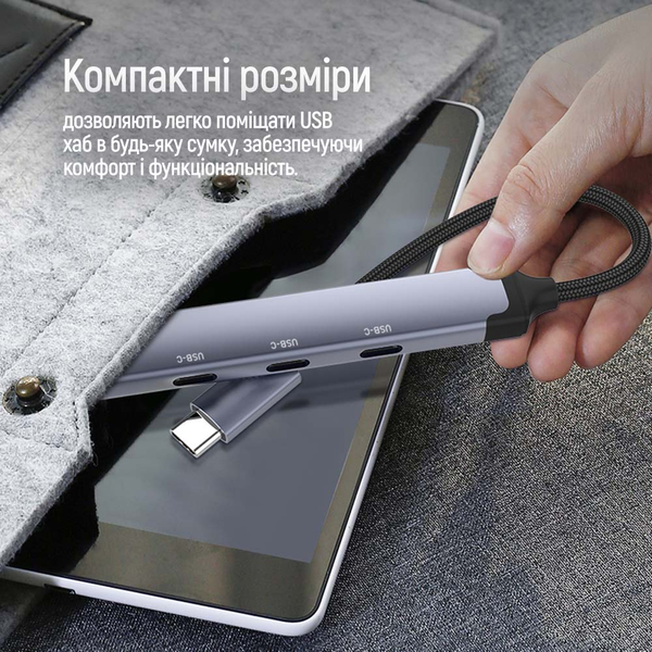 USB хаб СolorWay 4-в-1 USB-C USB-C2.0х3/USB3.0 (CW-HUB07), изображение 12