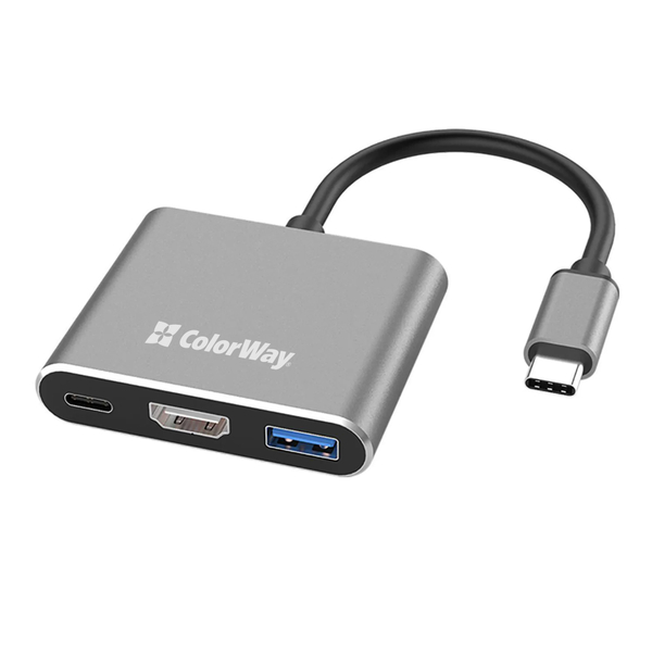 USB хаб (док-станція) СolorWay USB-C 3-в-1 Type C PD 100W/USB3.0/HDMI 4К (CW-HUB08), изображение 5