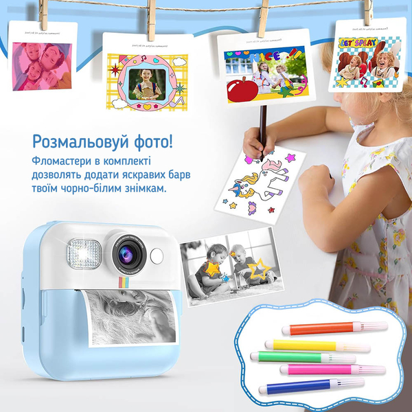 Дитячий фотоапарат ColorWay з функцією миттєвого друку (CW-PHP01B), изображение 12