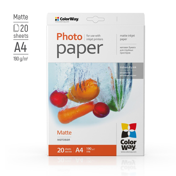 Фотопапір ColorWay матовий 190 г/м², A4, 20 арк. (PM190020A4), зображення 2
