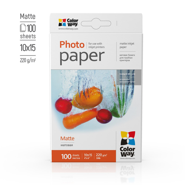 Фотопапір ColorWay матовий 220 г/м², 10х15, 100 арк. (PM2201004R), изображение 2