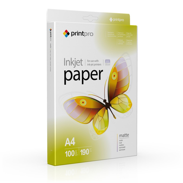 Фотопапір PrintPro матовий 190 г/м², A4, 100 арк. (PME190100A4)