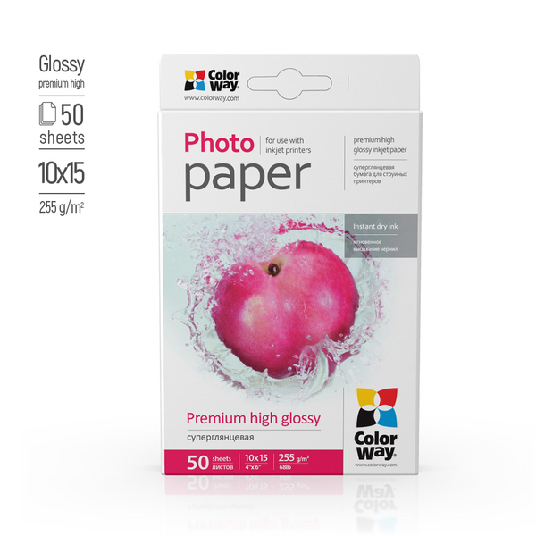 Фотопапір ColorWay суперглянцевий 255 г/м², 10х15, 50 арк. (PSG2550504R), зображення 2