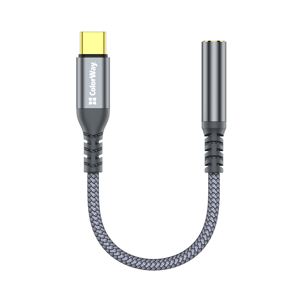 Адаптер-перехідник Colorway USB-C 3.5 мм Female Audio 14 см сірий (CW-AD-CJ), зображення 2