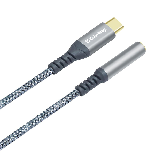 Адаптер-перехідник Colorway USB-C 3.5 мм Female Audio 14 см сірий (CW-AD-CJ), зображення 6
