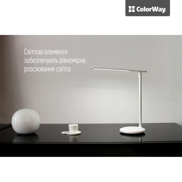 Настільна LED лампа ColorWay з вбудованим акумулятором біла (CW-DL02B-W), изображение 4