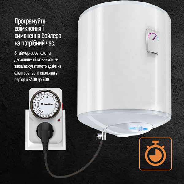 Таймер-розетка ColorWay (16A/3680W) механічний добовий 24Н (CW-STM01-24H), изображение 13