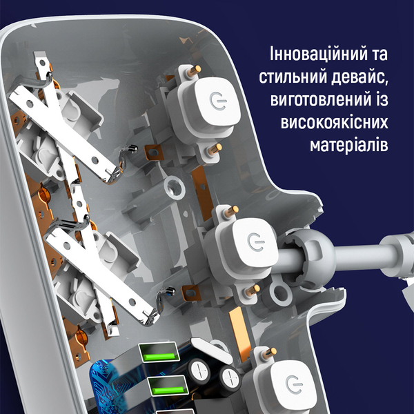 Мережевий фільтр-подовжувач СolorWay 2x220V/3xUSB-A/1xUSB-C (CW-CHE24PDW), изображение 17