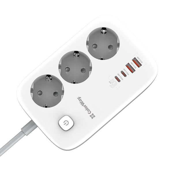 Мережевий фільтр-подовжувач СolorWay 3 розетки/4USB GaN3 Pro PD (2USB-A + 2 TYPE-C) (65W) 2M (CW-CHE34PDW), изображение 4