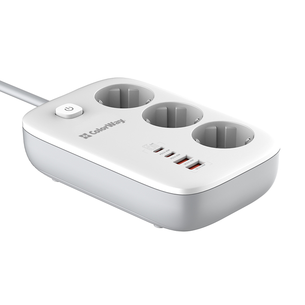 Мережевий фільтр-подовжувач СolorWay 3 розетки/4USB GaN3 Pro PD (2USB-A + 2 TYPE-C) (65W) 2M (CW-CHE34PDW), изображение 8