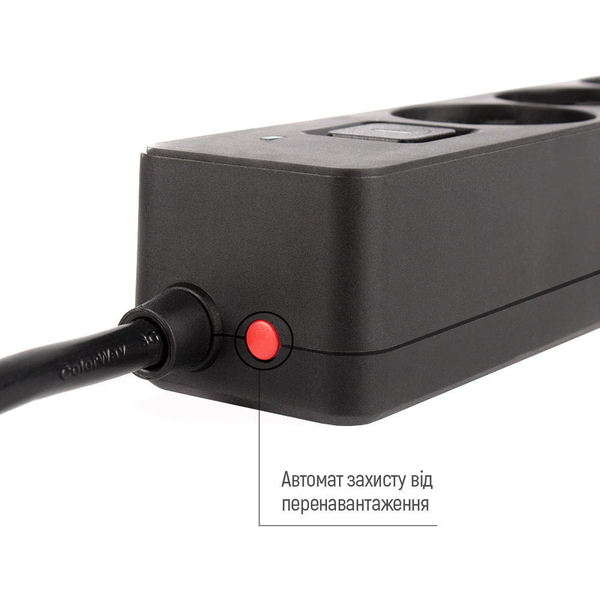 Мережевий фільтр-подовжувач СolorWay 4 розетки/3USB (2USB-A + 1 TYPE-C) (24W) Black 2M (CW-CHE432PDB), зображення 23