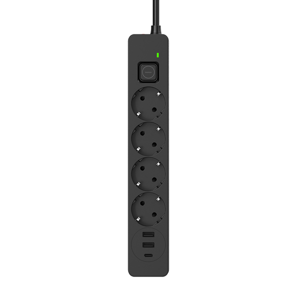 Мережевий фільтр-подовжувач СolorWay 4 розетки/3USB (2USB-A + 1 TYPE-C) (24W) Black 5M (CW-CHE435PDB), зображення 6