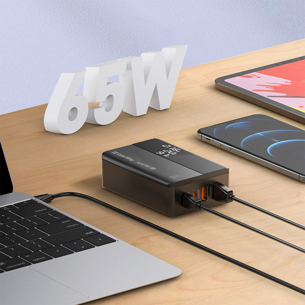 Мережевий зарядний пристрій ColorWay Power Delivery (2USB-A + 2USB TYPE-C) (65W) чорне (CW-CHS040PD-BK), изображение 2