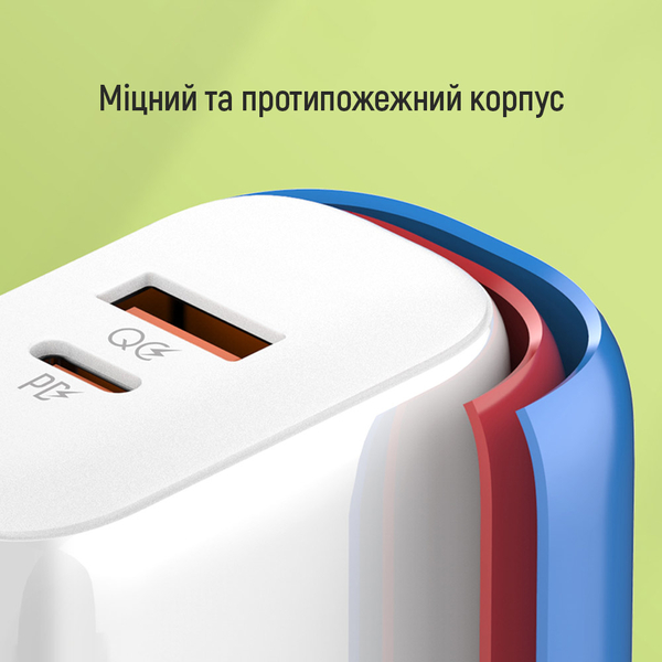 Мережевий зарядний пристрій ColorWay Power Delivery Port PPS USB (Type-C PD + USB QC3.0) (45W) білий (CW-CHS042PD-WT), зображення 17