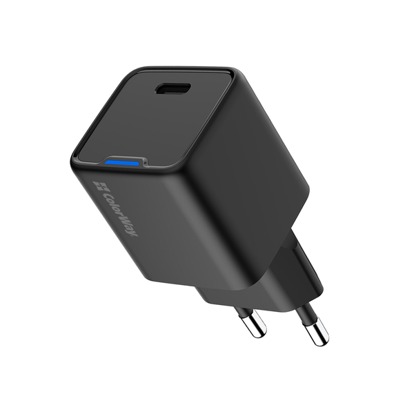 Мережевий зарядний пристрій ColorWay GaN Mini 25W PD Port PPS USB-C чорний (CW-CHS052PD-BK), изображение 2