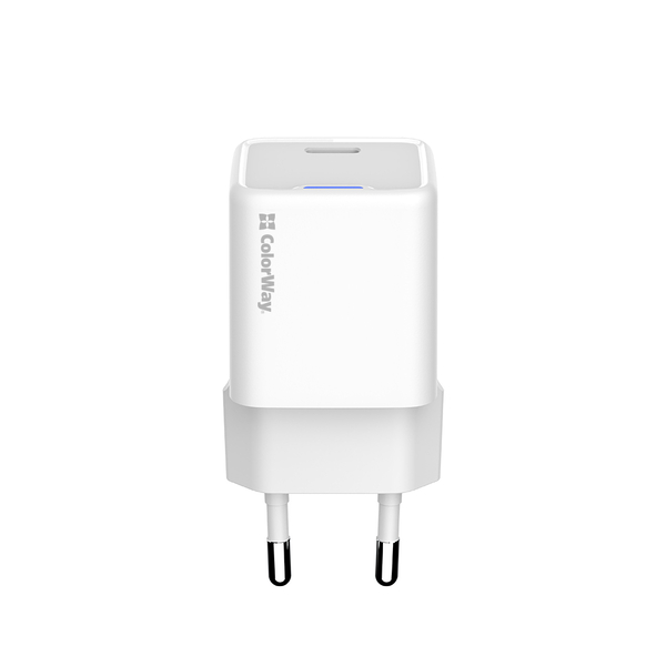 Мережевий зарядний пристрій ColorWay GaN Mini 25W PD Port PPS USB-C білий (CW-CHS052PD-WT), изображение 3