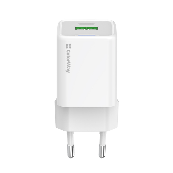 Мережевий зарядний пристрій ColorWay GaN Mini 35W PD Port PPS USB (Type-C PD + USB QC4.0) білий (CW-CHS055PD-WT), изображение 4