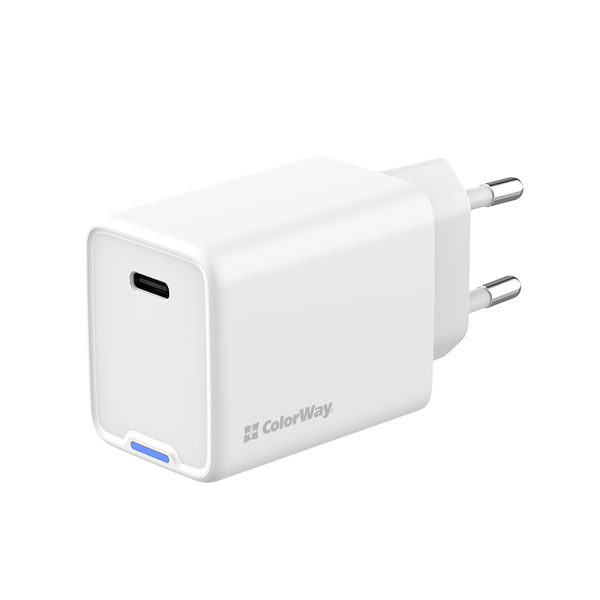 Мережевий зарядний пристрій ColorWay GaN Mini 45W PD Port PPS USB-C білий (CW-CHS057PD-WT), изображение 2