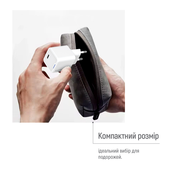 Мережевий зарядний пристрій ColorWay GaN Mini 20W PD Port PPS USB-C білий (CW-CHS059PD-WT), зображення 11