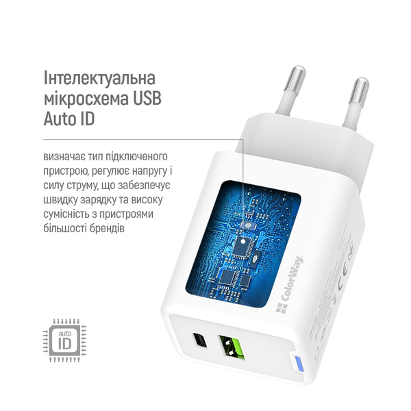 Мережевий зарядний пристрій ColorWay GaN Mini 45W PD Port PPS USB (Type-C PD + USB QC4.0) білий (CW-CHS060PD-WT), зображення 10