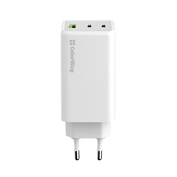 Мережевий зарядний пристрій ColorWay GaN Mini 100W PD Port PPS USB (USB-2C1A) білий (CW-CHS061PD-WT), изображение 2