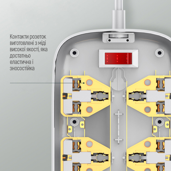 Мережевий фільтр-подовжувач СolorWay 4 розетки/4USB (1QC3.0 + 3 AUTO ID) (CW-CHU44QW), зображення 10
