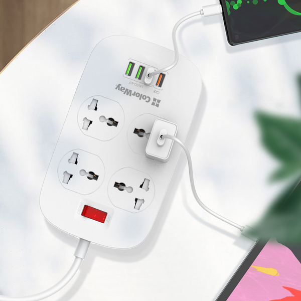 Мережевий фільтр-подовжувач СolorWay 4 розетки/4USB (1QC3.0 + 3 AUTO ID) (CW-CHU44QW), зображення 16
