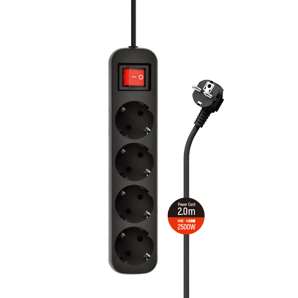 Мережевий фільтр-подовжувач СolorWay 4 розетки/2M Black (CW-PSEA42BK), изображение 6