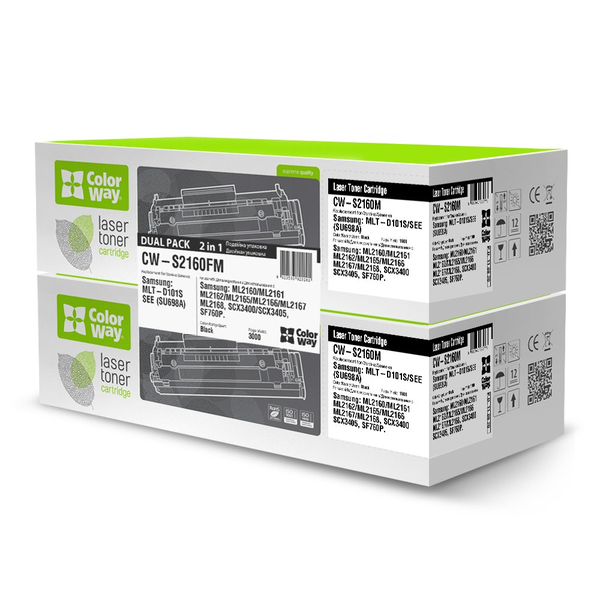 Картридж лазерний ColorWay для Samsung:MLT-D101S Dual Pack (CW-S2160FM)