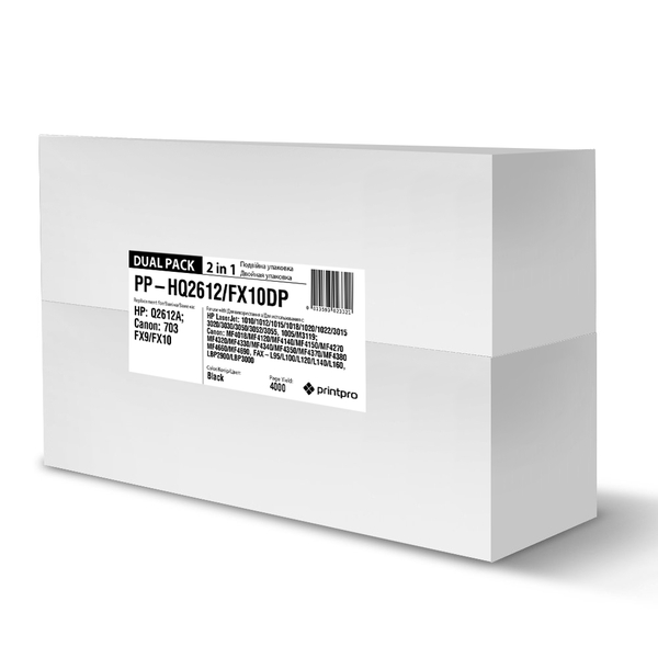 Картридж лазерний PrintPro для HP:Q2612AF/Canon FX-10 Dual Pack (PP-HQ2612/FX10DP), изображение 9