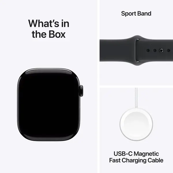 Apple Watch Series 11 GPS 46mm Jet Black Aluminium Case with Black Sport Band S/M MEUW4, изображение 4