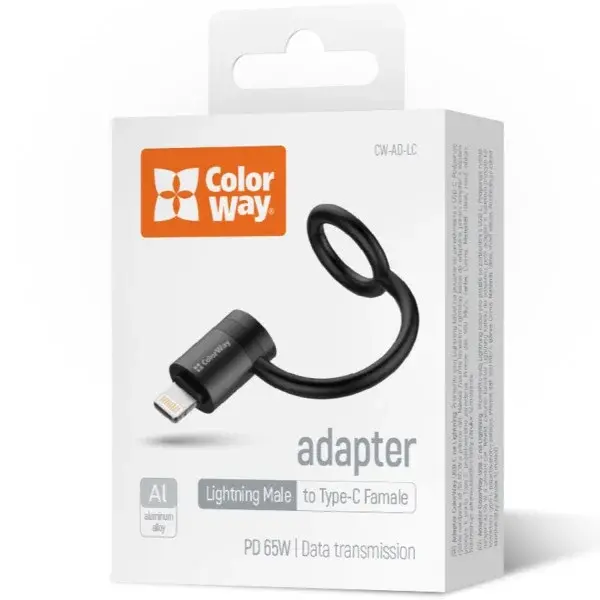 Адаптер-перехідник Colorway Lightning To USB-C чорний (CW-AD-LC), изображение 6