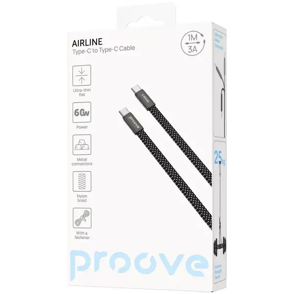 Кабель Proove AirLine Type-C to Type-C 60W (1m) Black (CCAI60002201), изображение 5