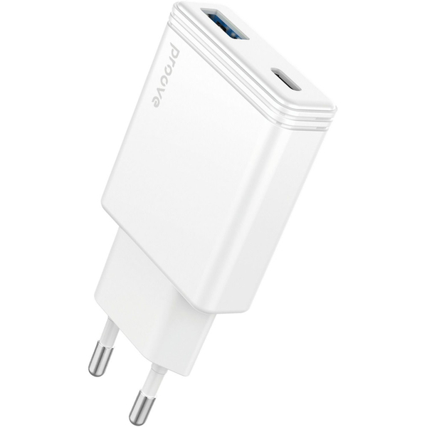 Мережевий зарядний пристрій Proove Slender 45W (Type-C + USB) White