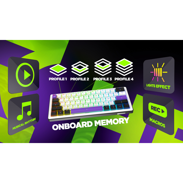 Клавіатура механічна HATOR Hellyberry HK60 wireless - White Purple, зображення 9