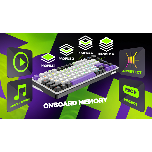 Клавіатура механічна HATOR Hellyberry HK75 - White Purple, зображення 2