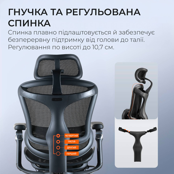 Крісло офісне з підставкою для ніг Sihoo DORO C300 Pro Mesh with footrest Black, зображення 16