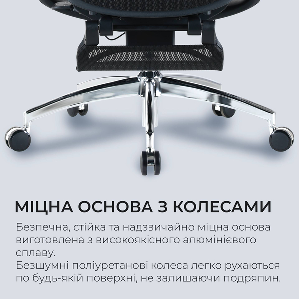 Крісло офісне з підставкою для ніг Sihoo DORO C300 Pro Mesh with footrest Black, зображення 7