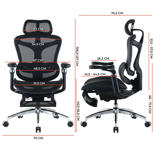 Крісло офісне з підставкою для ніг Sihoo DORO C300 Pro Mesh with footrest Black, зображення 5