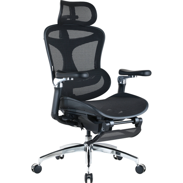 Крісло офісне з підставкою для ніг Sihoo DORO C300 Pro Mesh with footrest Black, зображення 3
