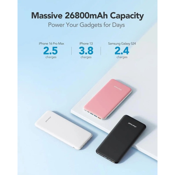 Зовнішній акумулятор Charmast W2002C 26800mAh 15W (B073FJ9X2J) Black, изображение 5