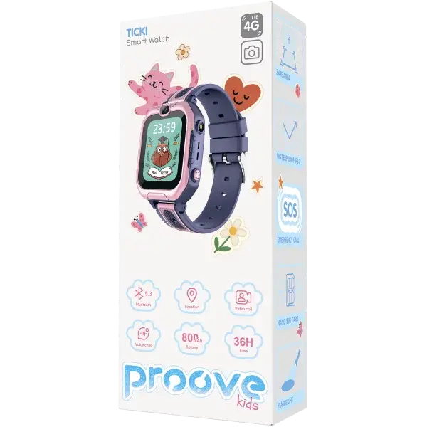 Смарт годинник Proove Kids Ticki with SIM+GPS (ніжно рожевий), изображение 5