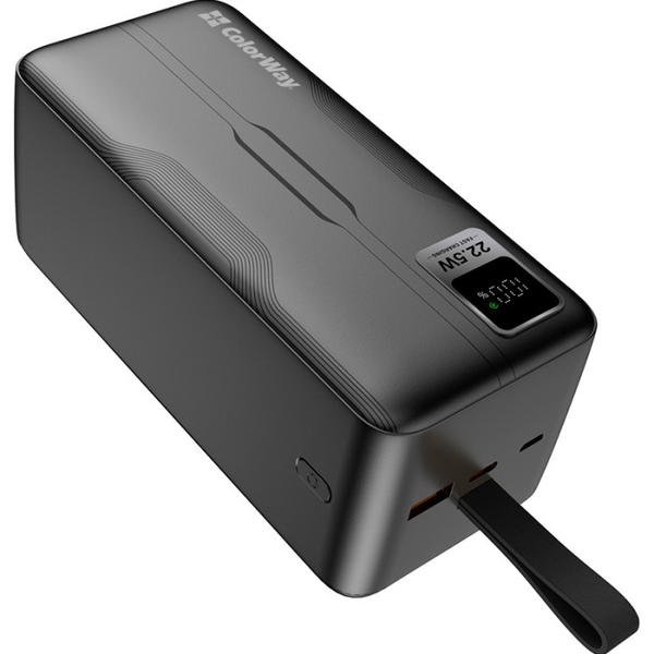 Портативна батарея ColorWay Power Bank 50 000 mAh Digital Display (USB QC3.0 + USB-C Power Delivery 22.5W) Black, изображение 5