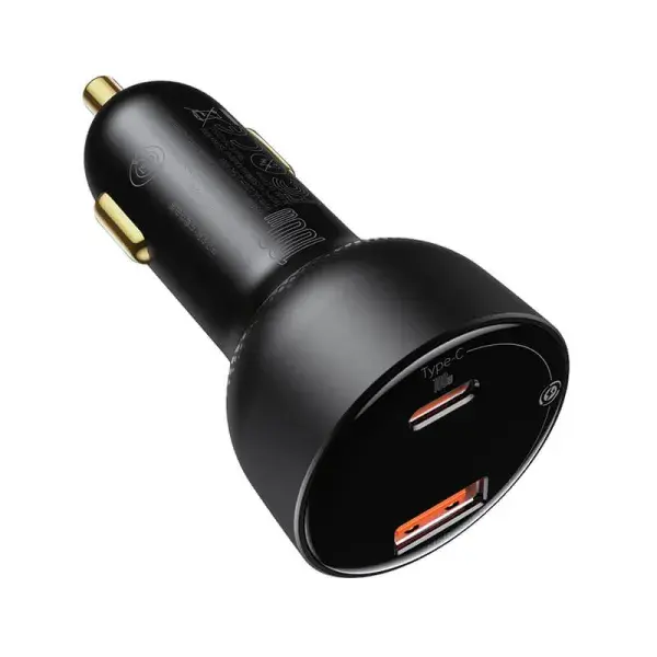 Автомобільний зарядний пристрій Baseus Superme Digital Display QC 4.0+PD3.0 PPS 100W USB + Type-C 5A Чорний, изображение 2