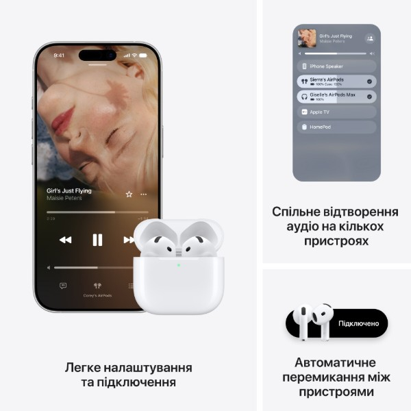 Apple AirPods 5 (MKFW4), Колір: Білий, Оригінальна назва кольору: White, Наявність активного шумоподавлення: Без , зображення 6